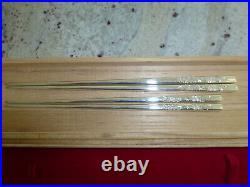 STERLING SILVER 950 PAIR JAPANESE CHOPSTICKS 56g 1.97 oz ENGRAVED FLORAL DESIGN