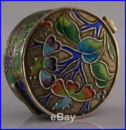 STUNNING CHINESE EXPORT SILVER AND ENAMEL BOX c1940