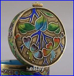STUNNING CHINESE EXPORT SOLID SILVER ENAMEL BOX c1940 ANTIQUE