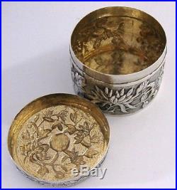 STUNNING CHINESE EXPORT SOLID SILVER TABLE BOX c1900 ANTIQUE