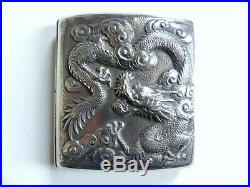SUPERB ANTIQUE CHINESE SILVER CIGARETTE CASE BOX by WANG HING 1890's
