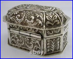 SUPERB CHINESE CHINA STRAITS SOLID SILVER CHEST TABLE BOX c1900 ANTIQUE 204g