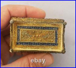 SUPERB vintage Chinese gilt silver mini enamel treasure chest 73.9gram