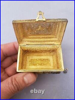 SUPERB vintage Chinese gilt silver mini enamel treasure chest 73.9gram