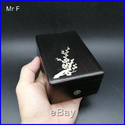 Sandalwood Magic Box Puzzle Inlaid Silver Chinese Culture Plum Blossom Pattern