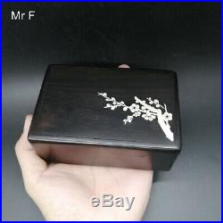 Sandalwood Magic Box Puzzle Inlaid Silver Chinese Culture Plum Blossom Pattern