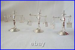 Set of 6 Boxed Chinese/Japanese Sterling 925 Street Vendor Figures Card Holders