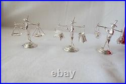 Set of 6 Boxed Chinese/Japanese Sterling 925 Street Vendor Figures Card Holders