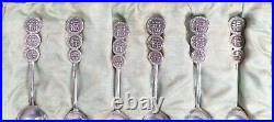 Set of Six Coin Form Chinese Export Silver Spoons With Orig. Box