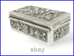 Signed Chinese Export Silver Box Pierced Designs Incense Snuff 5.5cm3cm2cm