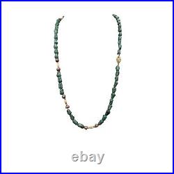 Silver Chinese Export Red Cloisonné, Aventurine Knotted Bead Necklace 30 Long