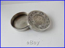Silver Plated Oriental Chinese Dragon & Ship Coin Trinket Box Stamped