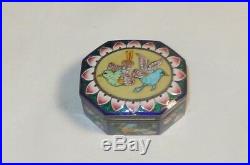 Small Chinese Gold Gilt Silver Cloisonne Repousse Enamel Birds Design Jar Box