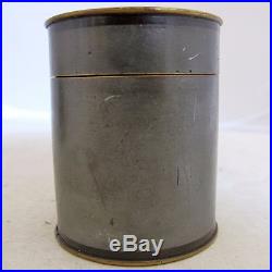 Small Signed Antique Chinese Pewter & Bronze Teacaddy / Round Box (2.6)