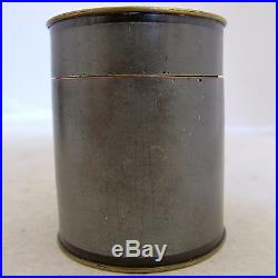 Small Signed Antique Chinese Pewter & Bronze Teacaddy / Round Box (2.6)