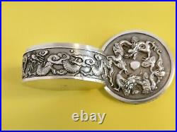 Solid Silver China Box Dragon Chinese Export Silver Box With Dragon