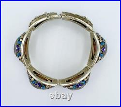 Spectacular Antique Chinese Silver Filigree Amethyst & Enamel Bracelet