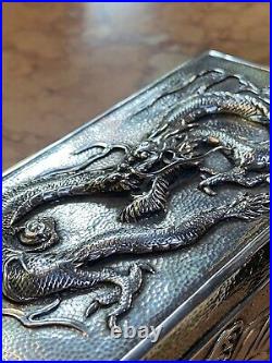 Sterling Silver Chinese Luen Wo Cigar Dragon Box 374 grams