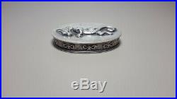 Sterling Silver Snuff Pill Box WILLIAM B MEYERS. Repousse DRAGON Chinese motif