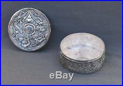 Stunning 19th Century Chinese Export Silver Circular Box And Cover