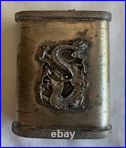 Stunning Antique Box Chinese Opium Erotic Case Rare BrassSilver pl 3 Pieces