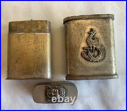 Stunning Antique Box Chinese Opium Erotic Case Rare BrassSilver pl 3 Pieces