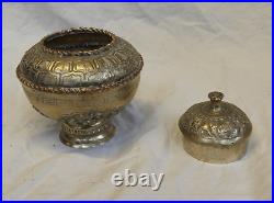 Stunning Antique Chinese Repousse Work Lidded Pot Silver and Copper