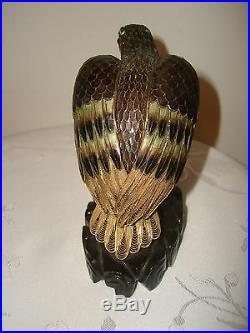 SuHai Chinese Sterling Silver Enamel Finished 24K Great Wall Falcon Figurine Box