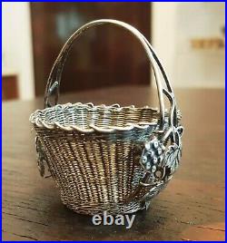 Superb Antique China Chinese Silver Small Basket Marks
