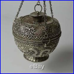 Superb Chinese Sino Tibetan Silver Altar Vessel 19th Century