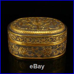 Superb Chinese Sterling Silver Gilt Gold Rouge Box