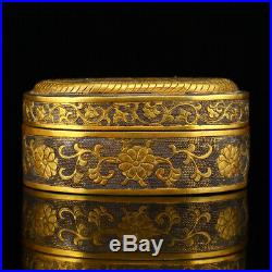 Superb Chinese Sterling Silver Gilt Gold Rouge Box