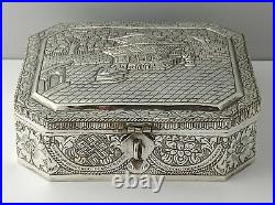 Superb Large Chinese Solid Silver Box 386g