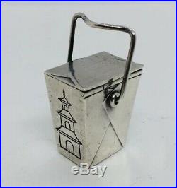 Tiffany & Co. Authentic Sterling Silver Unusual Chinese Takeout Pagoda Pill Box