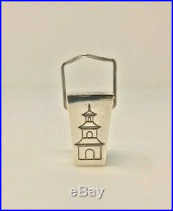 Tiffany & Co Sterling Silver. 925 Chinese Pagoda Take Out Pill Box Case Vintage