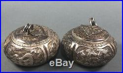 Two Antique Chinese Silver Boxes 19thc