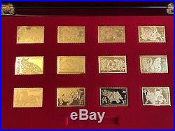 USPS Chinese Lunar New Year Collection Box 12 Pure Silver Ingots Gold Plated