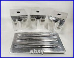 Unique! Lunares Polished Metal Chinese Takeout Serving Box Set 3 Sets and Tray