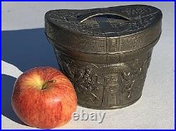 Unusual Antique Art Nouveau Silver Plated Jewelry Casket Figural Chinese Hat Box