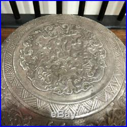 Unusual Chinese silver enameled large moulded box and cover