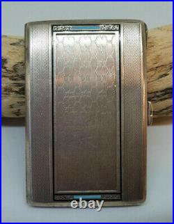 Used Antique Solid Silver Blue Enamel Cigarette Card Holder Case Box 77 G
