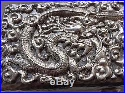 Vintage Chinese Silver Box 5 Clawed Dragon Decoration With Chinese Hallmarks