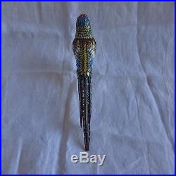 Vintage Old Chinese Gilder Silver 925 Filigree Enamel Bird Snuff Box Coral Bead
