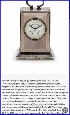 Vacheron&Constantin antique Silver And Enamel Miniature Desk Clock With Box Rare