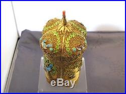 Vermeil Antique Wide Chinese Enameled Sterling Silver Tea Caddy Box Box For The