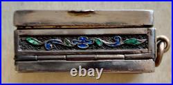 Very Rare Charming Chinese Export Silver Cloisonne Viniagrette and Snuff Box