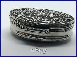 Very Rare Georgian c1740 Pierced Chinese Scene English Solid Silver Snuff Box