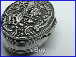 Very Rare Georgian c1740 Pierced Chinese Scene English Solid Silver Snuff Box