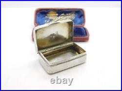 Victorian Chinese Sterling Silver Floral Etched Snuff Box Nanking c1880 Antique