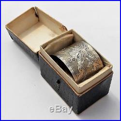 Victorian Solid Silver Chinese Export Dragon Napkin Ring With Original Box